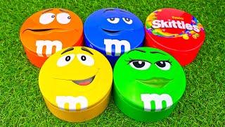 Satisfying Rainbow ASMR Candy Experience | Unboxing Skittles & M&M’s in Colorful, Mysterious Tins