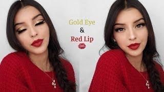 GOLD EYE MAKEUP & RED LIPS | YADIRA Y.