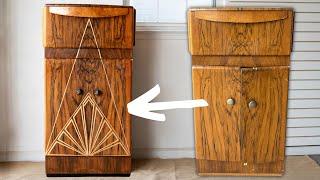 Zebra Wood Bar Cabinet Makeover | Restoration + Tape Design