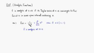 Analytic Functions