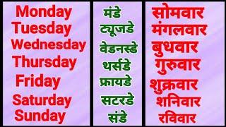 Sunday monday tuesday spelling | 7 days name in english | Sunday monday ki meaning | Saptah ke naam