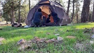 A husband and wife made a tremendously pleasant camp on a deserted heavenly plateau.