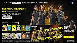 Fortnite Metallica FREE & PAID Rewards Season 4 Pass!