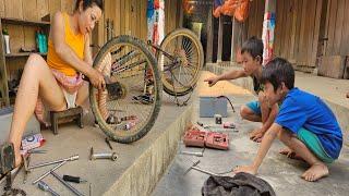 Girl Repairs and Replaces Bicycle Parts for poor Children