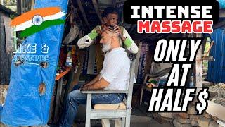 Asmr head massage at street barber shop In India, help to reduce Anxiety n Stress