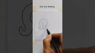  Draw Elephant with one line #shorts #simplestrokes #simpledrawing #draweasy #drawing4kids