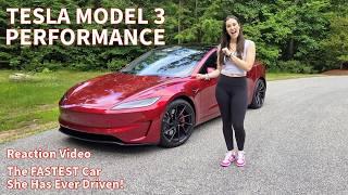 I Let Her Drive my New Tesla Model 3 Performance - Reaction Video