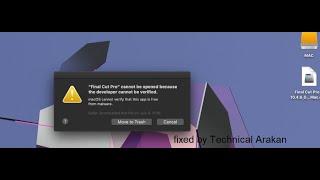 "Final cut pro cannot be opened because the developer cannot be verified" how to fix it