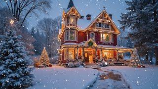 Winter Cozy Snowfall and Beautiful Christmas Home in Enchanted Forest Christmas relaxing Snow sound