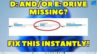 How To Fix (D Drive Or E Drive) Not Showing | Hard disk Drive D and E not visible