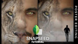 Creative Lion and Man face photo Manipulation | Poster editing Snapseed tutorial