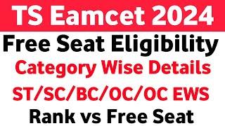 TS Eamcet 2024 Free Seat Eligibility Details | TS Eamcet 2024 Full Fee Reimbursement Eligibility