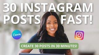 How to Create 30 Instagram Posts FAST with Canva | Step-by-Step Bulk Create Canva Tutorial