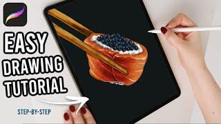 Sushi Closeup | Semi-Realistic Procreate Drawing Tutorial (Step-byStep)
