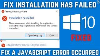 Microsoft Teams-Installation Has Failed Error | Fix JavaScript Error | We're sorry -- We've run into