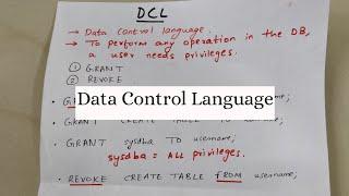 DCL - DATA CONTROL LANGUAGE