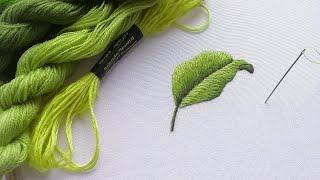 Embroidery of a leaf | long & short stitches | in detail