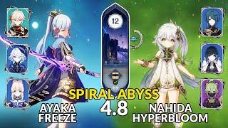 New 4.8 Spiral Abyss│Ayaka Freeze & Nahida Hyperbloom | Floor 12 - 9 Stars | Genshin Impact