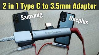2-in-1 Best Type C to 3.5mm Jack & Type C Adapter for any Phone - Samsung S20 FE 5G, Oneplus Nord 2