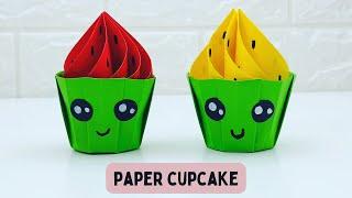 DIY Paper CUPCAKE / Origami Cupcake / Watermelon cupcakes craft ideas / Paper Craft #papercraft