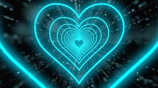 Blue Light ColorNeon Lights Love Heart Tunnel Background | Animated Background [3 Hours]