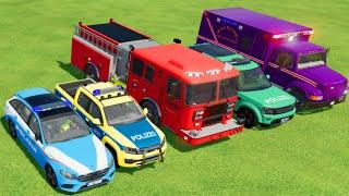 POLICE CAR, AMBULANCE, FIRE TRUCK, COLORFUL CARS FOR TRANSPORTING! -FARMING SIMULATOR 22