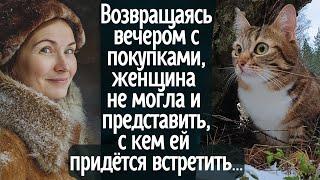 Возвращаясь вечером с покупками домой, женщина не могла и представить, с кем ей придётся встретить