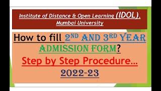 IDOL | 2nd & 3rd Year | Online admission form procedure |  Mumbai University | step by step 2023-24