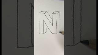 3d drawing letter N #art #draw