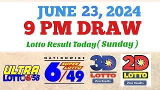 Lotto Result Today 9pm draw June 23, 2024 6/58 6/49 Swertres Ez2 PCSO#lotto