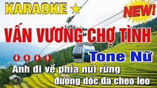 Vấn Vương Chợ Tình Karaoke Tone Nữ (A#m) Phối Mới | Trung Hiếu