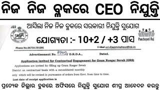 Odisha Block Level CEO Post Recruitment 2024 ! Odisha Block Level Govt Jobs 2024 ! Odisha Jobs