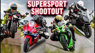 Supersport is back! 2024 CBR600RR vs ZX-6R vs Panigale V2 vs Street Triple RS | MCN Test