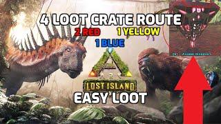 EASY 4 Loot Crate Route Lost Island! Ark Red Yellow Blue Drops Where To Find Loot Crates Lost Island