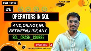 #6 Operators In SQL : Arithmetic, Comparison, Logical, Bitwise, IN, BETWEEN, LIKE, ANY
