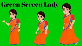 Green Screen Lady Cartoon Character//Lady Green Screen//Green Screen No Copyright