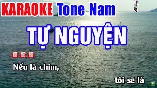 Tự Nguyện Karaoke Tone Nam Beat Chuản | Nhạc Sống Thanh Ngân