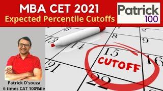 MBA CET 2021 Expected Percentile Cutoffs  | Patrick Dsouza | 3 times CET Rank 1