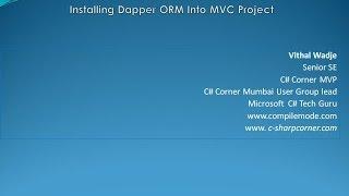 Installing Dapper ORM Into MVC Project