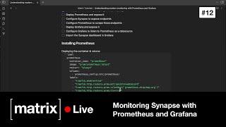 Matrix Tutorial #12 — Monitoring Synapse with Prometheus and Grafana