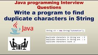 How to find duplicate characters in a string in Java | Automation testing interview question