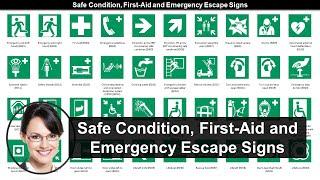 Safe Condition, First-Aid and Emergency Escape Signs | Health and Safety at Work | Animated Sings