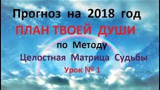 Прогноз 2018 года. План твоей   души на  2018 год  По методу   Целостная Матрица Судьбы  Урок  № 1.