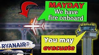 Ryanair FIRE ONBOARD AFTER LANDING | Emergency Evacuation on the Runway!