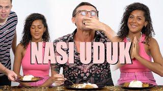 Bule eat NASI UDUK in Indonesia