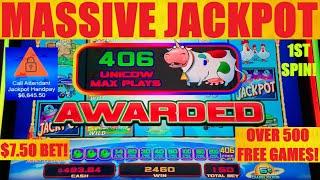 First Spin UNICOW! Over 500 FREE GAMES! Massive Jackpot Handpay!