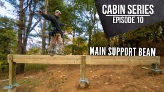 First Beam of the DIY Cabin DONE ! Foundation Framing Part 2 - Ep 10