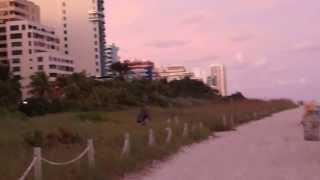 Walking along Miami beach