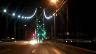 Lions Gate Bridge night drive Vancouver Canada