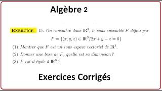 algebra 2||sous espaces vectoriels||  exercise corrigé